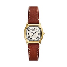 Engraved Fossil Harlow Gold  Brown Leather Watch  - 52446