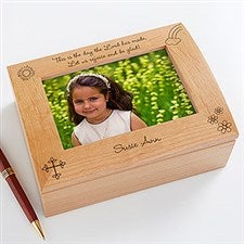 Персонализированная деревянная коробка для фотографий первого причастия для девочек - День, который сотворил Господь - 5264