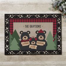 Holiday Bear Family Personalized Doormat 18x27 - 52699