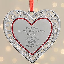 Personalized Logo Lattice Metal Heart Ornament - 52743