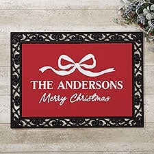Holiday Bow Personalized Christmas Doormats  - 52874