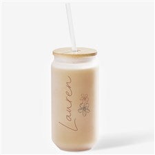 Traced Blooms Personalized Iced Coffee Tumbler  - 52889