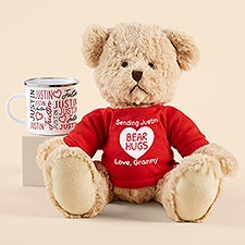Valentine Personalized Teddy Bear and Enamel Mug Gift Bundle  - 53025