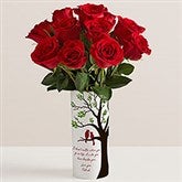 Love Birds Personalized Vase with Live Rose Bouquet  - 53051