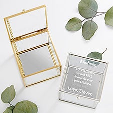 Romantic Write Your Message Personalized Glass Jewelry Box  - 53066