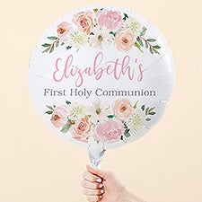Floral First Communion Personalized 18quot; Foil Balloon - 53255