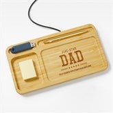 Five Star Dad Engraved Bamboo Charging Valet Tray - 53296