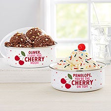 Sweet Cherries Personalized Enamel Bowl with Lid  - 53409