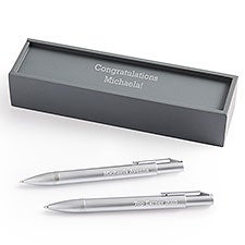 Engraved Reflections Satin Chrome Pen and Pencil Set   - 53593