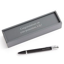Engraved Reflections Black  Silver Ballpoint Pen and Box    - 53595