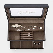 Engraved Vegan Leather Jewelry Box with Drawer   - 53599