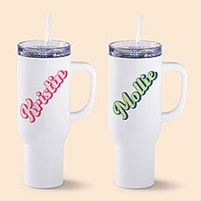 Retro Font Personalized White 40oz Tumbler - 53632