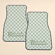 Checker Print Personalized Front Car Mat Set - 53650