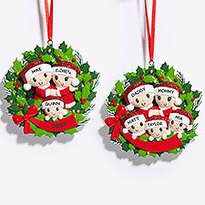 Holly Jolly Family Wreath Personalized Christmas Ornament  - 53820