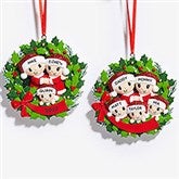 Holly Jolly Family Wreath Personalized Christmas Ornament  - 53820