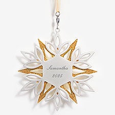 Golden Glimmer Snowflake Personalized Metal Ornament  - 53860