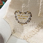 Embroidered Wedding & Anniversary Personalized Heart Afghan - 5413
