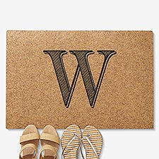 Noir Initial Personalized 18x27 Synthetic Coir Doormat - 54202