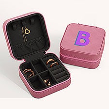Shadow Initial Personalized Leatherette Jewelry Case  - 54204