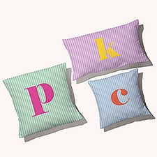 Striped Initial Personalized Throw Pillow  - 54217