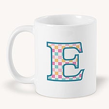 Checkered Initial Personalized Coffee Mug  - 54228