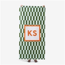Bright Checkered Monogram Personalized Beach Towel - 54254