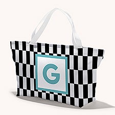 Bright Check Monogram Personalized Tote Bag  - 54257