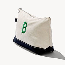 Initial Embroidered Canvas Makeup Bag  - 54339
