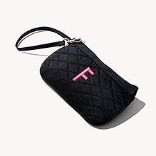 Initial Embroidered Quilted Wristlet  - 54341