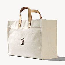 Initial Embroidered Tote Bag  - 54346