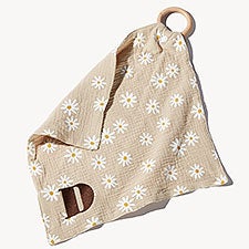 Initial Embroidered Mini Teether Blankie in Daisy  - 54380