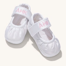 Initial Personalized Mary Jane Satin Baby Shoes For Girls  - 54472