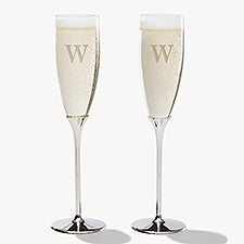 Initial Engraved Silver Flute Set  - 54477