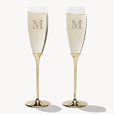 Initial Engraved Gold Flute Set  - 54479