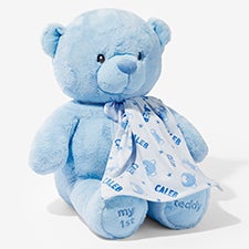 My First Teddy Personalized Lovey  Blue Teddy Bear Set  - 54502