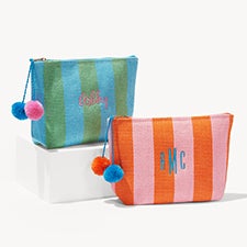 Tropical Tides Embroidered Paper Straw Zip Pouch - 54515