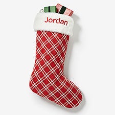 Plaid Noel Personalized Christmas Stocking - 54529