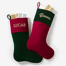 Yuletide Elegance Embroidered Velvet Stocking - 54531