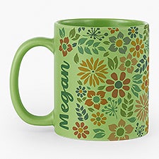 Retro Floral Personalized Coffee Mugs - 54563