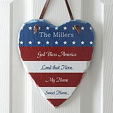 God Bless American Personalized Flag Wall Plaque - 5467