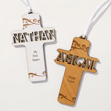 Cross Personalized Wooden Easter Basket Tags - 54685