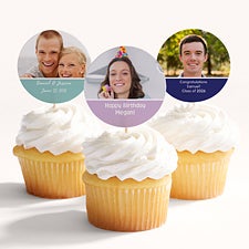 Party Photo and Text Personalized Cupcake Topper - 54698