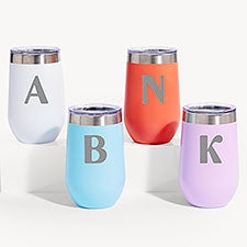 Cool Vibes Personalized Initial Stemless Wine Tumbler with Lid - 54702