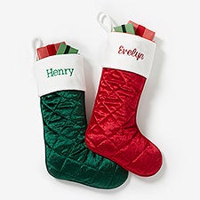 Cozy Quilt Christmas Embroidered Stocking  - 54710