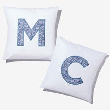 Navy Sunflowers Initial Embroidered Applique Throw Pillow - 54806