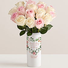 A Moms Hug Personalized Vase with Lovely Mom Roses - 54842