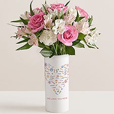 Blooming Heart Personalized Vase with Cherished Blooms Bouquet - 54846