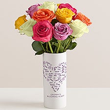 Blooming Heart Personalized Vase with Assorted Roses - 54847