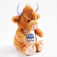 I Love Moo Embroidered Plush Highland Cow  - 54853