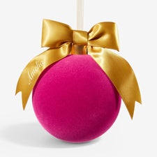 Holiday Bow-Tied Personalized Velvet Ball Ornament  - 54872